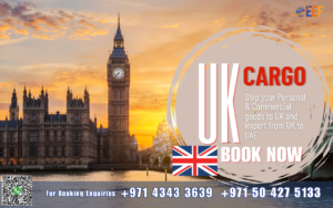 Send door to door cargo to UK from Dubai, Sharjah, Abu Dhabi in UAE