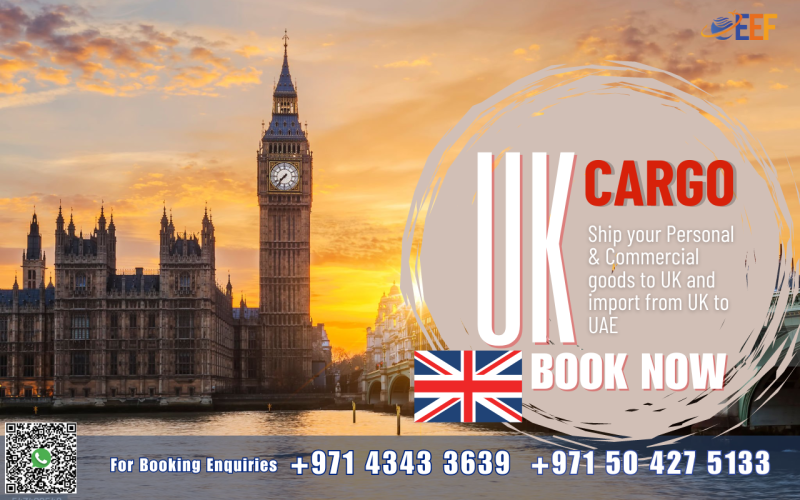 Send door to door cargo to UK from Dubai, Sharjah, Abu Dhabi in UAE